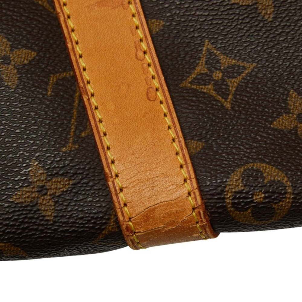 LOUIS VUITTON Authentic Brown Monogram Leather Keepall 55 Boston Bag - Picture 9 of 13
